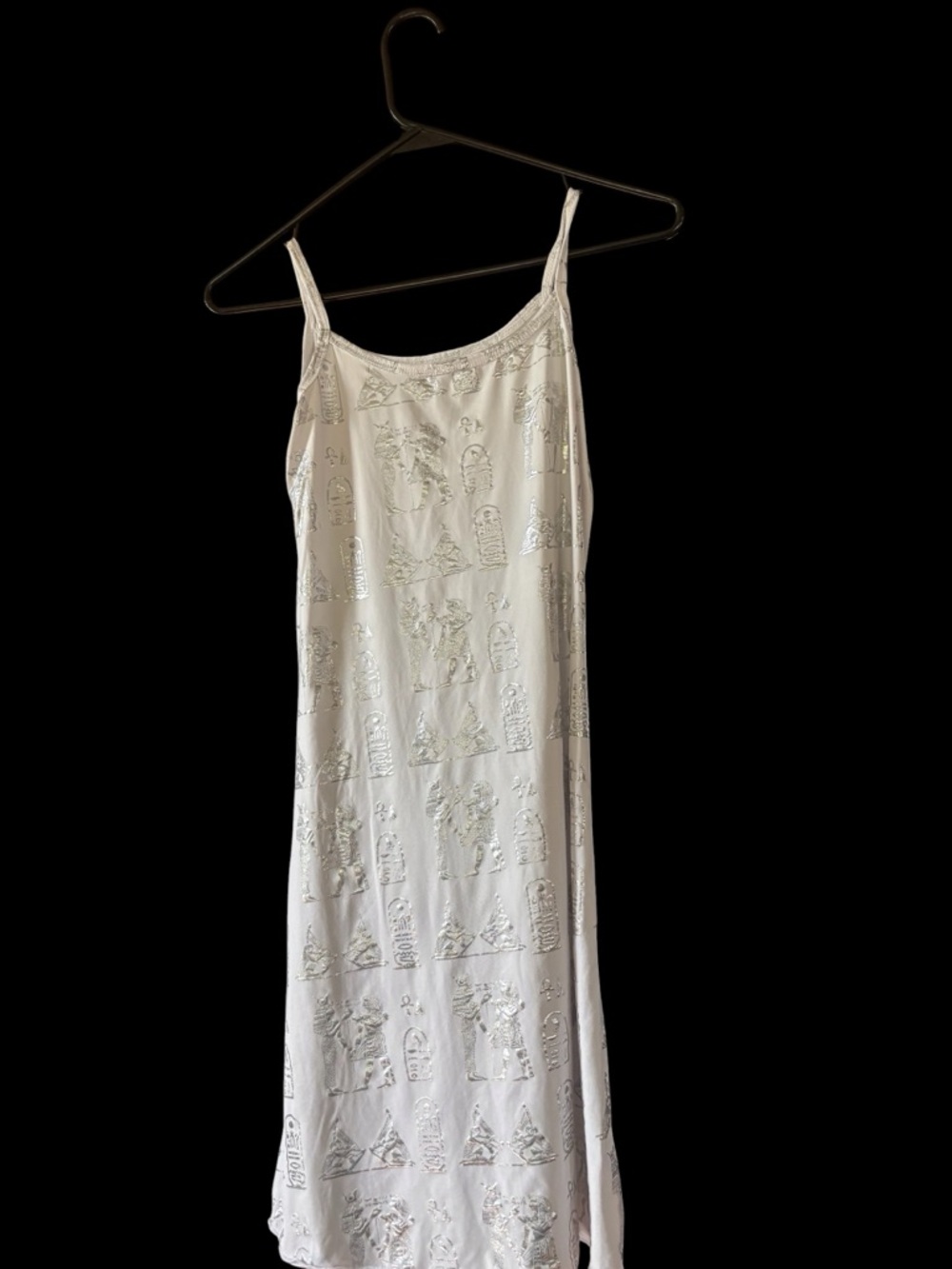 Embroidered White Slip Dress with Thin Straps Egyptian inspired